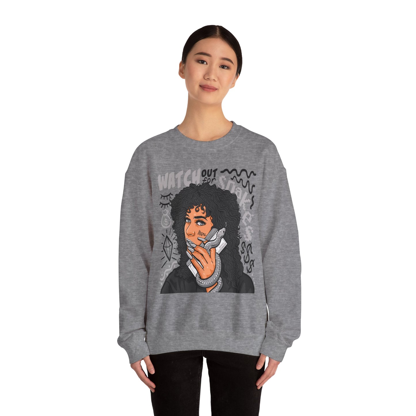 Watch Out for Snakes Crewneck Sweatshirt - Bold Graphic Design