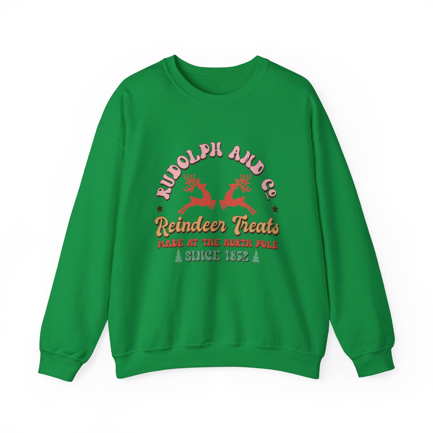 Christmas Crewneck Sweatshirt - Rudolph & Santa's Reindeer Treats Design