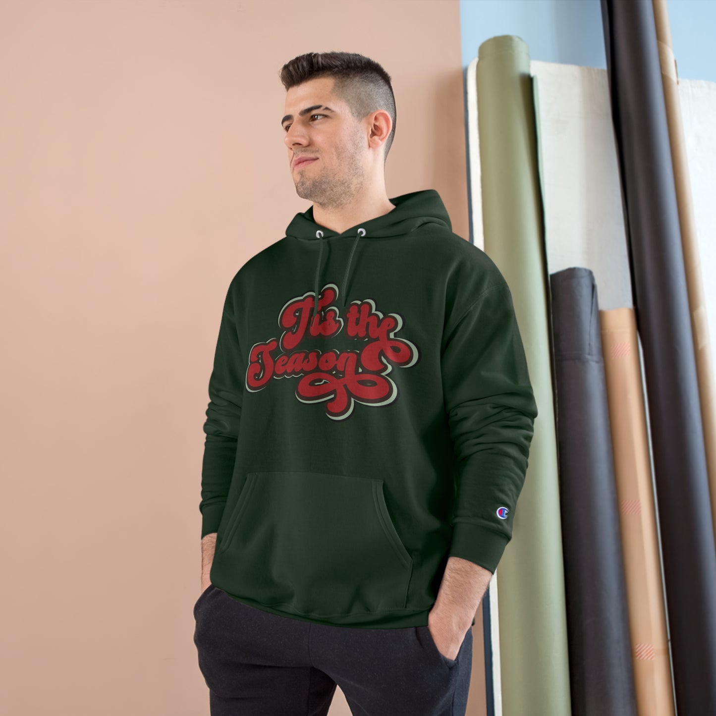 Festive Champion Hoodie - 'Tis the Season Christmas Sweatshirt