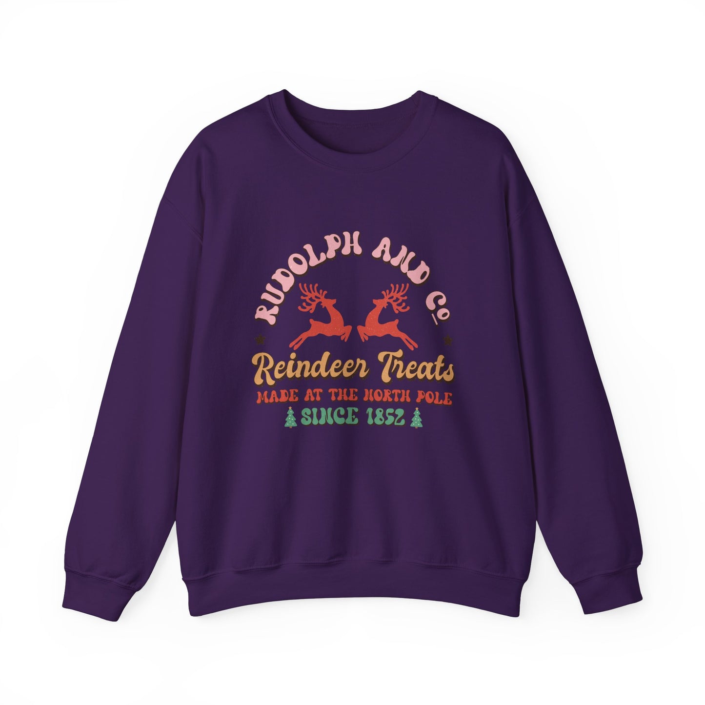 Christmas Crewneck Sweatshirt - Rudolph & Santa's Reindeer Treats Design
