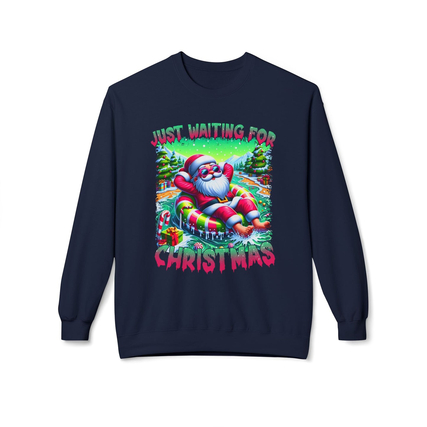 Just Waiting For Christmas Midweight Softstyle Fleece Crewneck Sweatshirt