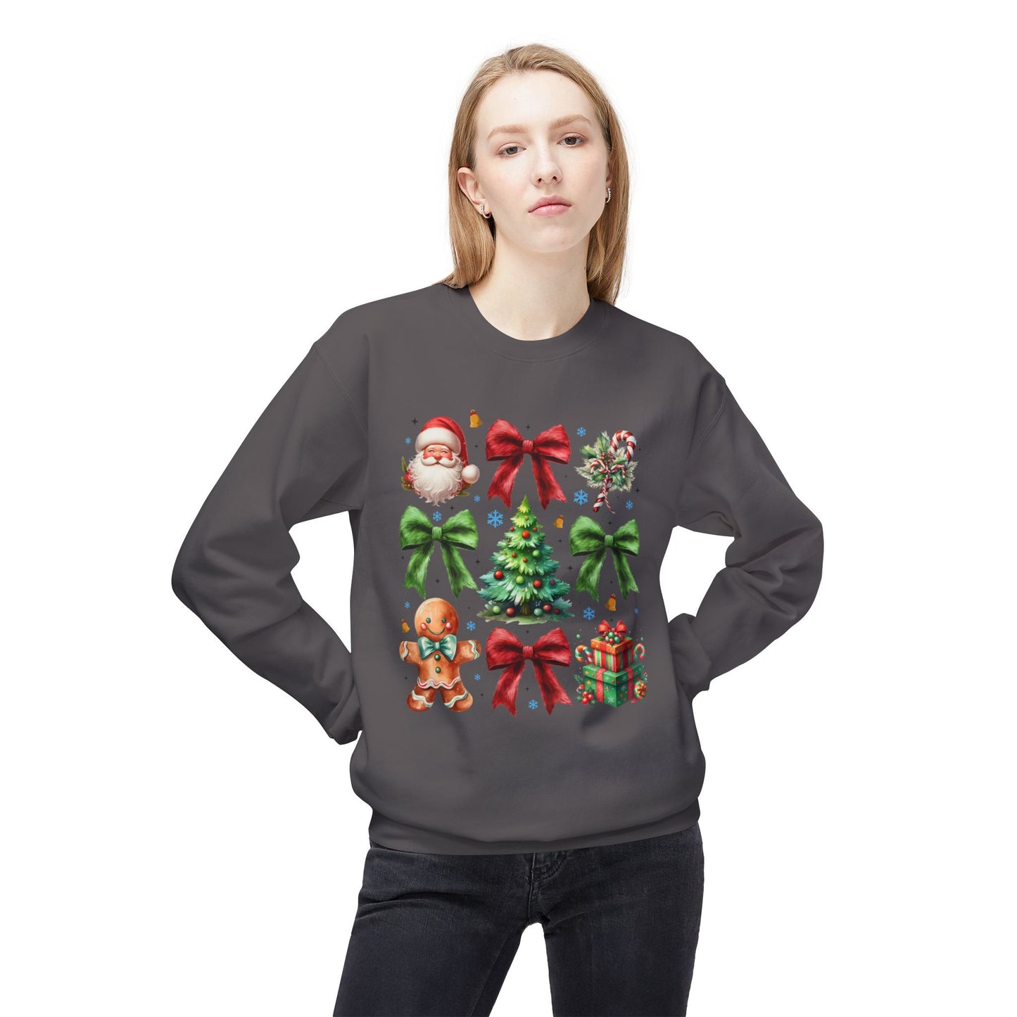Festive Fleece Crewneck Sweatshirt - Christmas Cheer Design