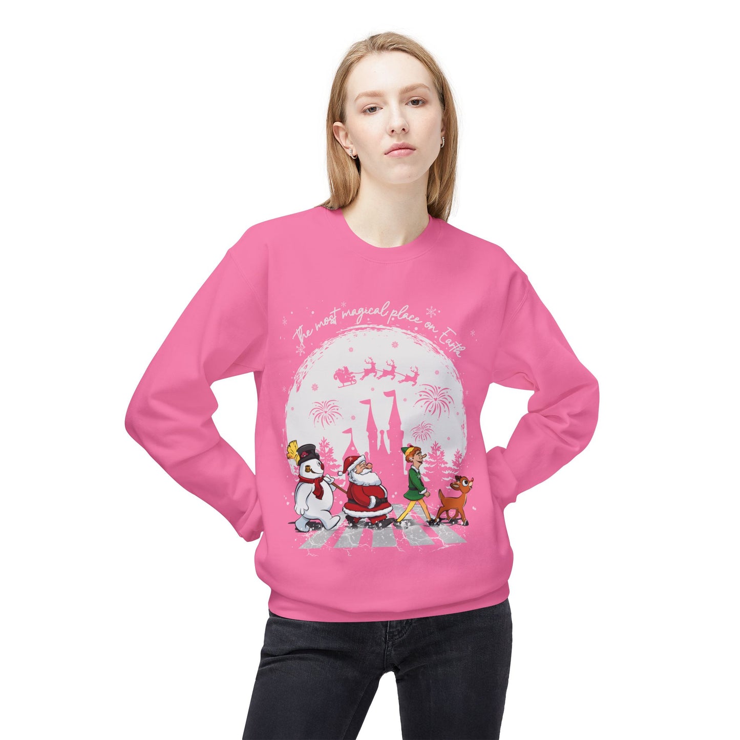 "A Very Magical Place on Earth" Holiday Crewneck Sweatshirt - Unisex Midweight Fleece