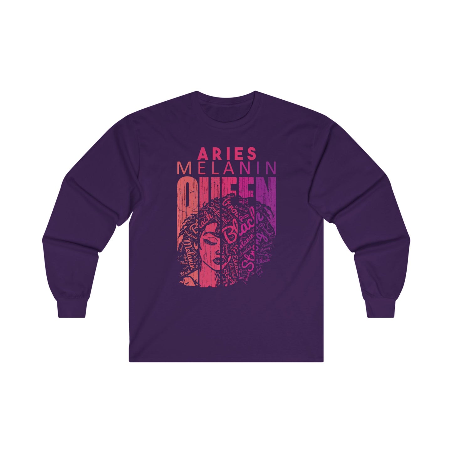 Aries Melanin Queen Long Sleeve Tee - Unisex Ultra Cotton Shirt