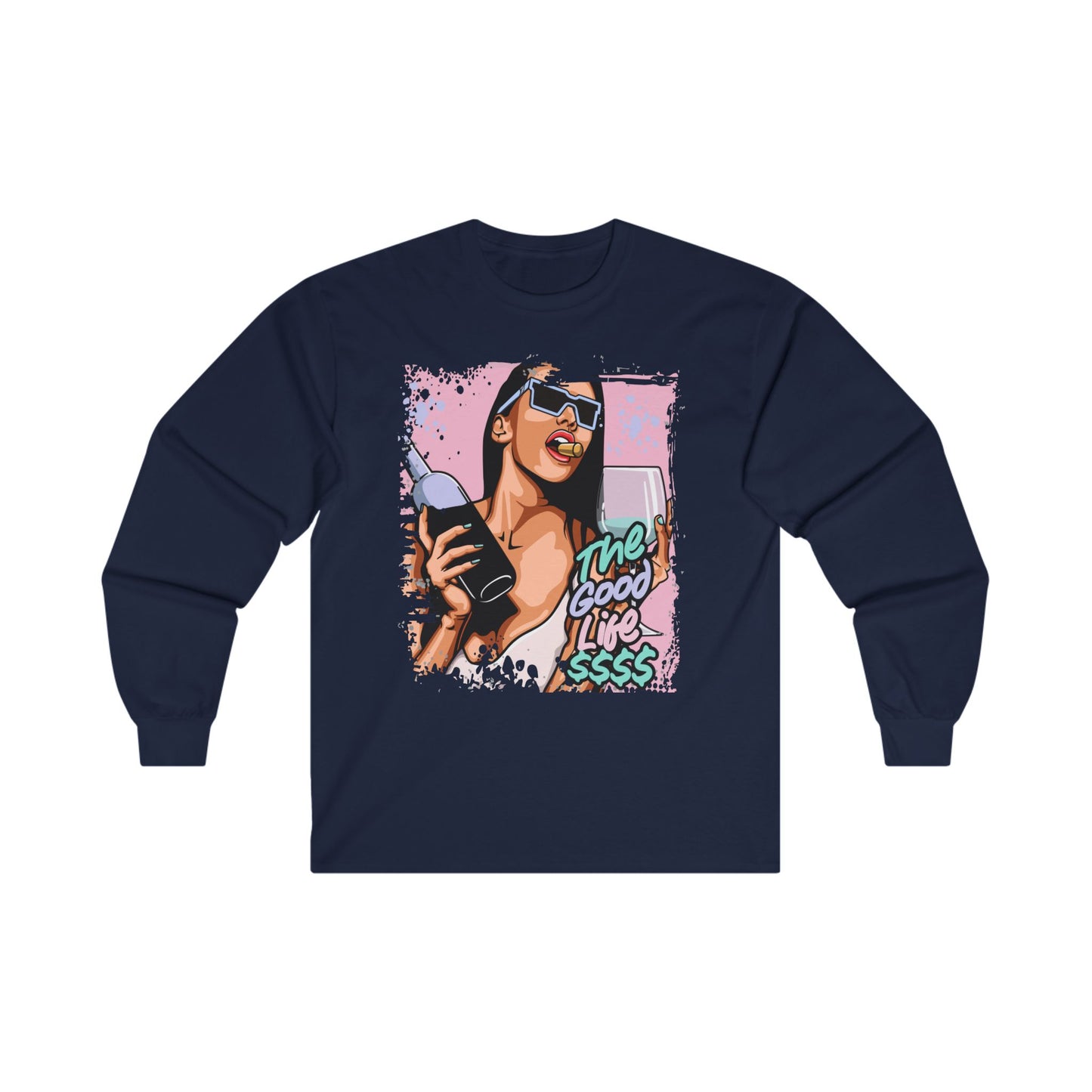 The Good Life Unisex Long Sleeve Tee - Fun Red Graphic Shirt