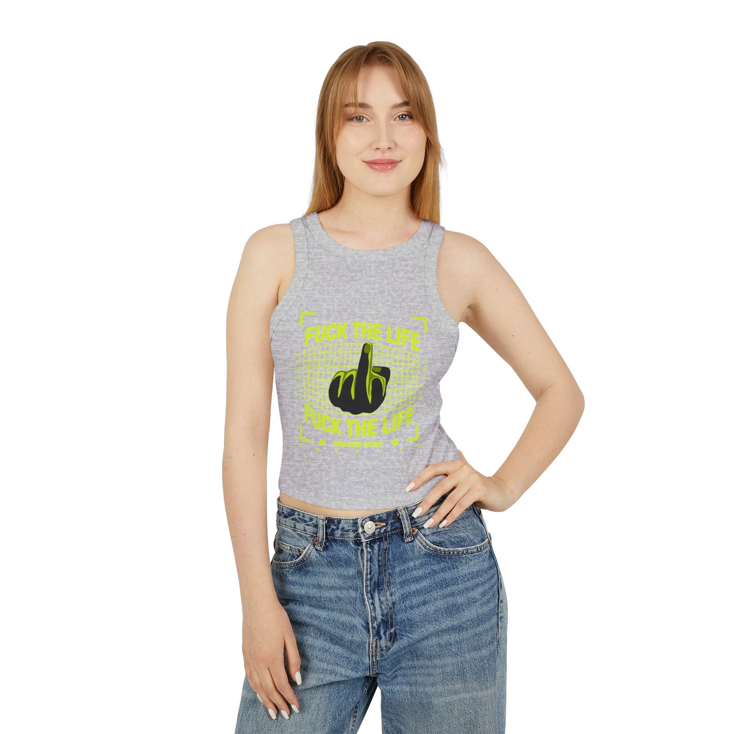 Graphic Racer Tank Top - "Fuck the Life" Design for Confident Women