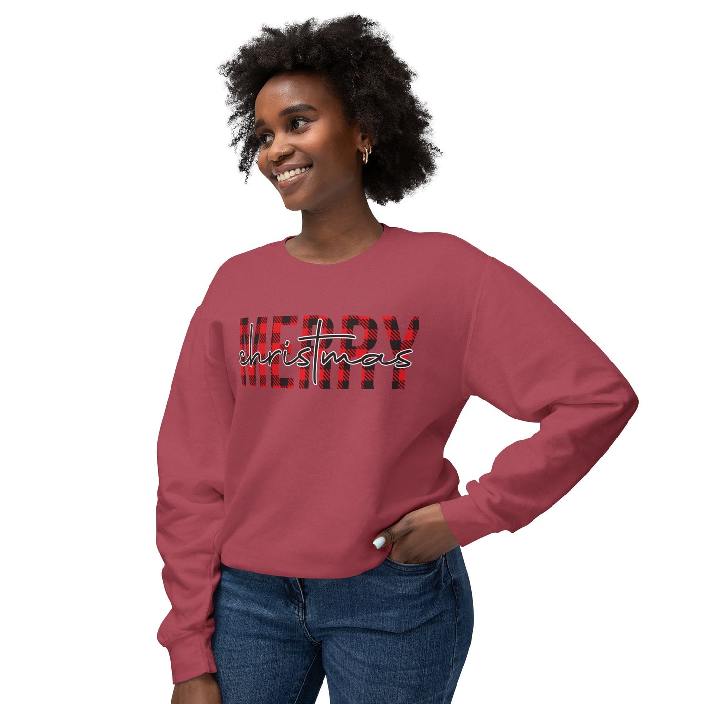 Merry Christmas Unisex Lightweight Crewneck Sweatshirt