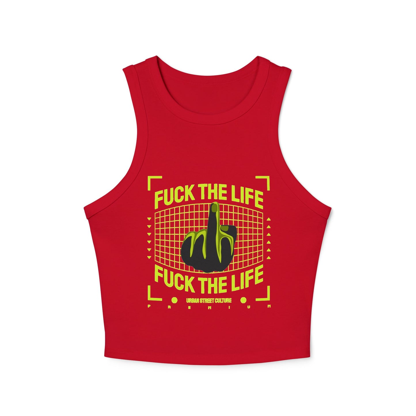 Graphic Racer Tank Top - "Fuck the Life" Design for Confident Women
