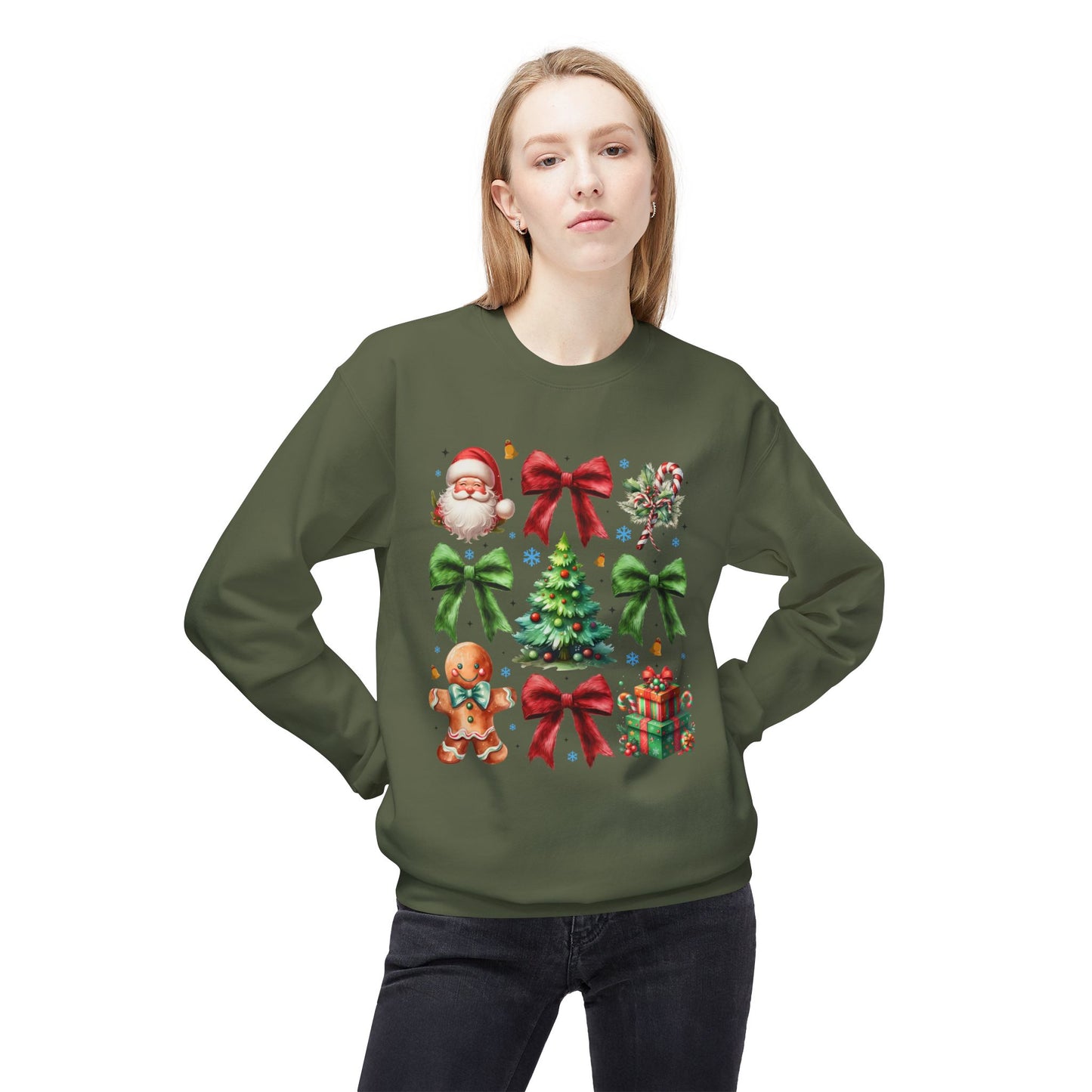 Festive Fleece Crewneck Sweatshirt - Christmas Cheer Design