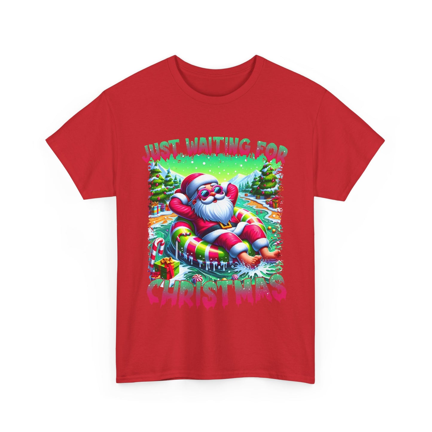 Unisex Heavy Cotton Tee - Just Waiting for Christmas Design