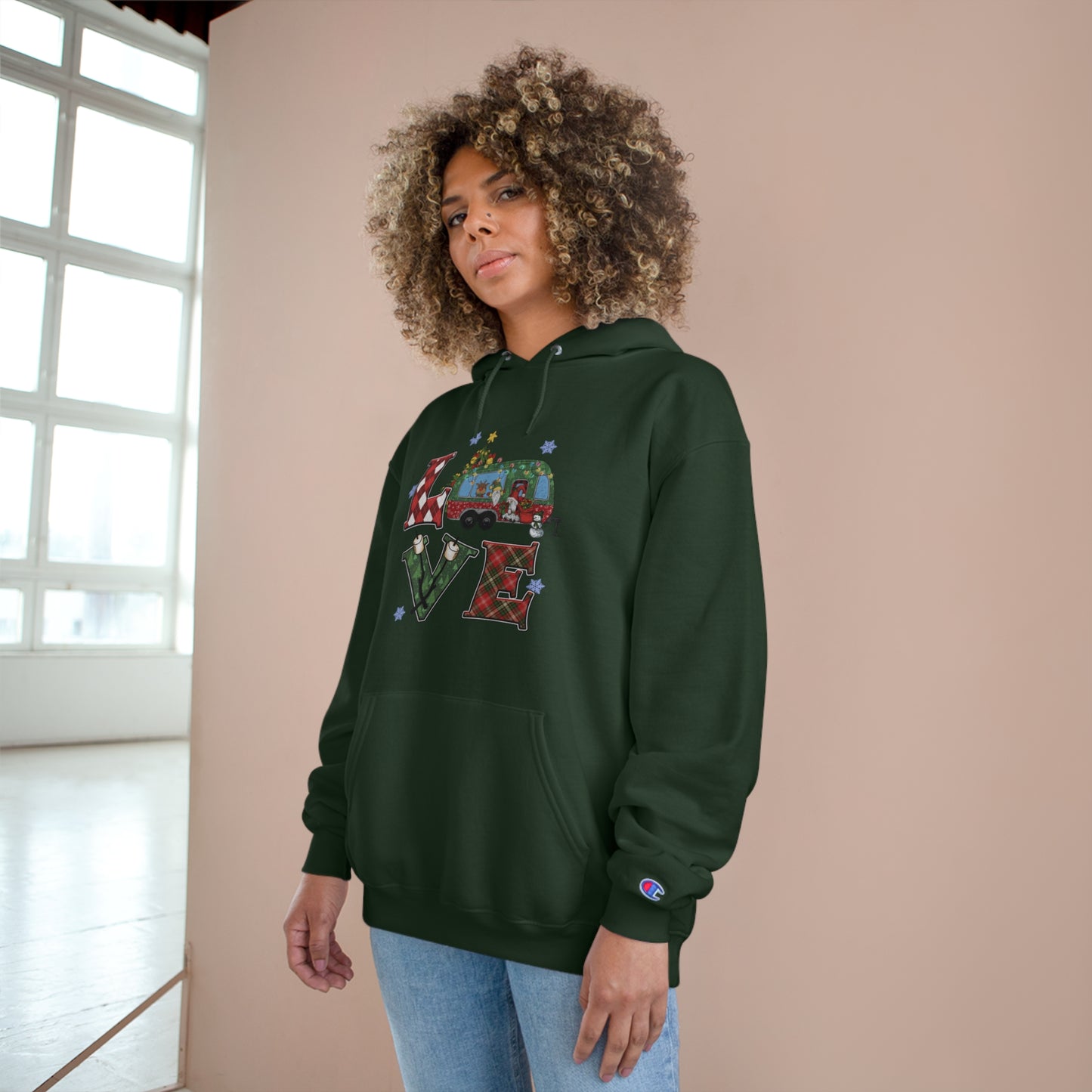 Festive Love Champion Hoodie - Christmas Truck Design