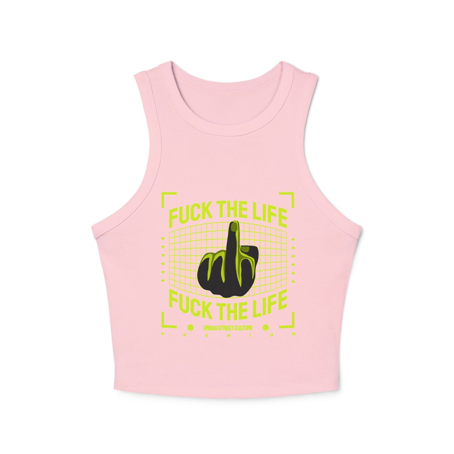 Graphic Racer Tank Top - "Fuck the Life" Design for Confident Women