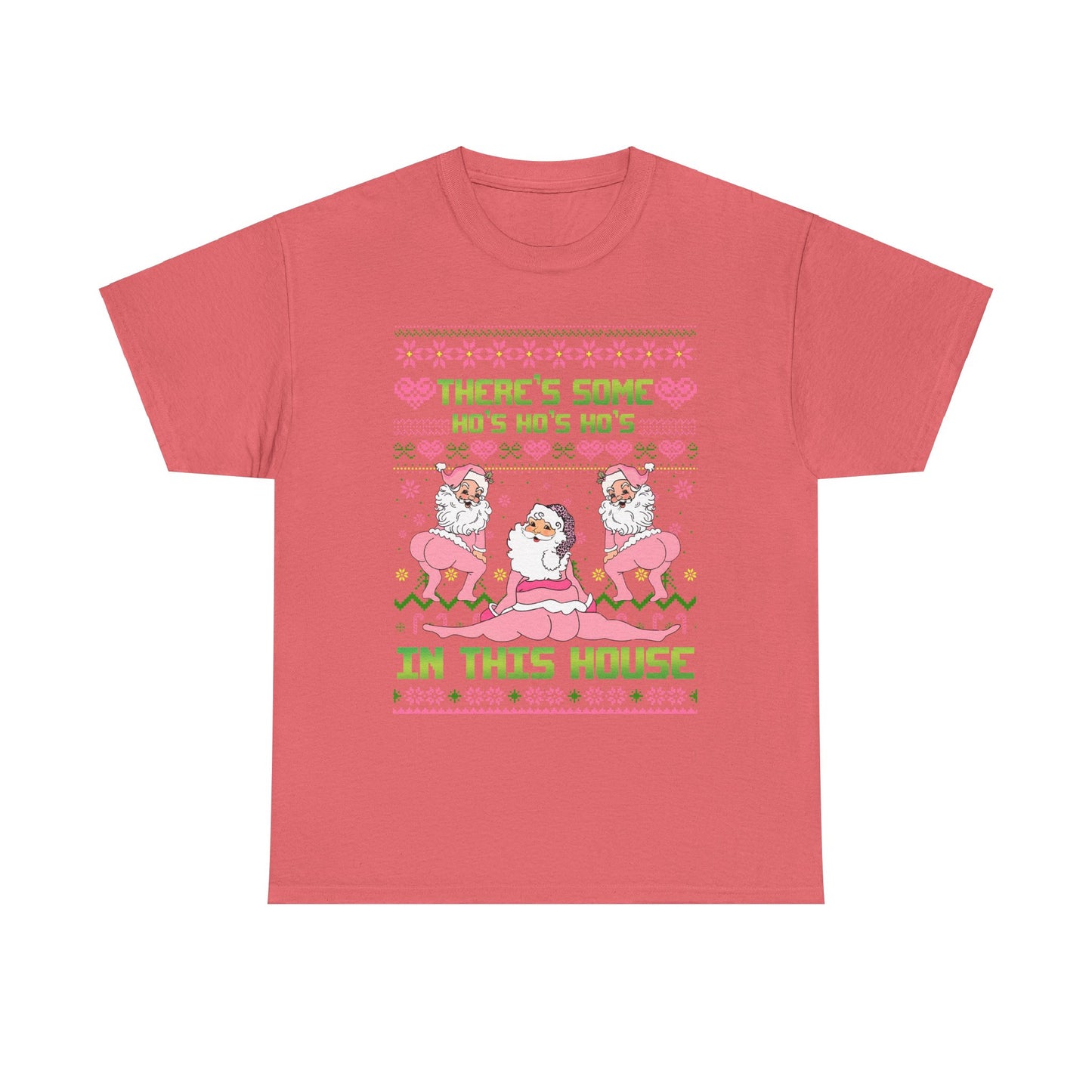 Funny Christmas Unisex Heavy Cotton Tee - "There's Some Ho's Ho's Ho's in This House"