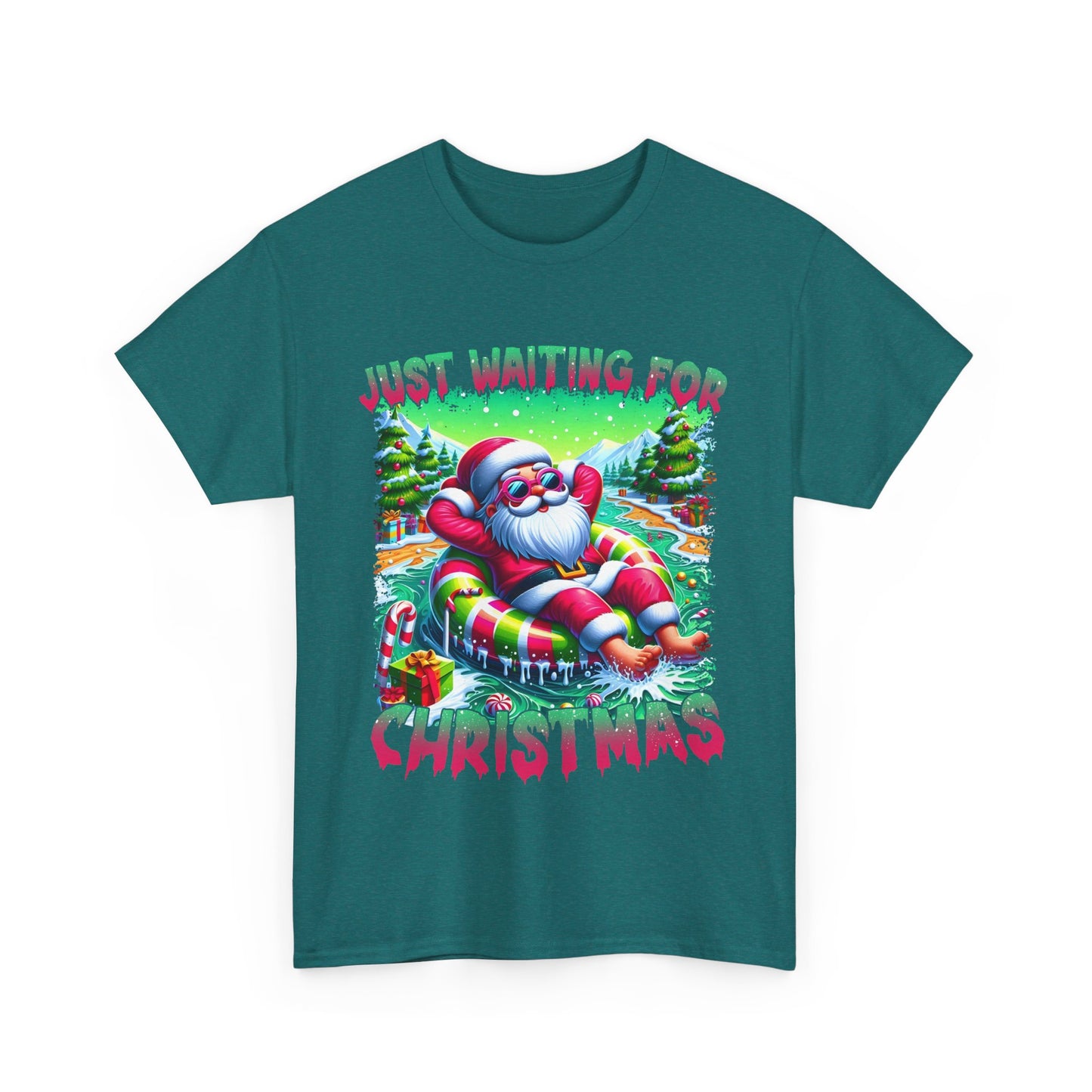 Unisex Heavy Cotton Tee - Just Waiting for Christmas Design