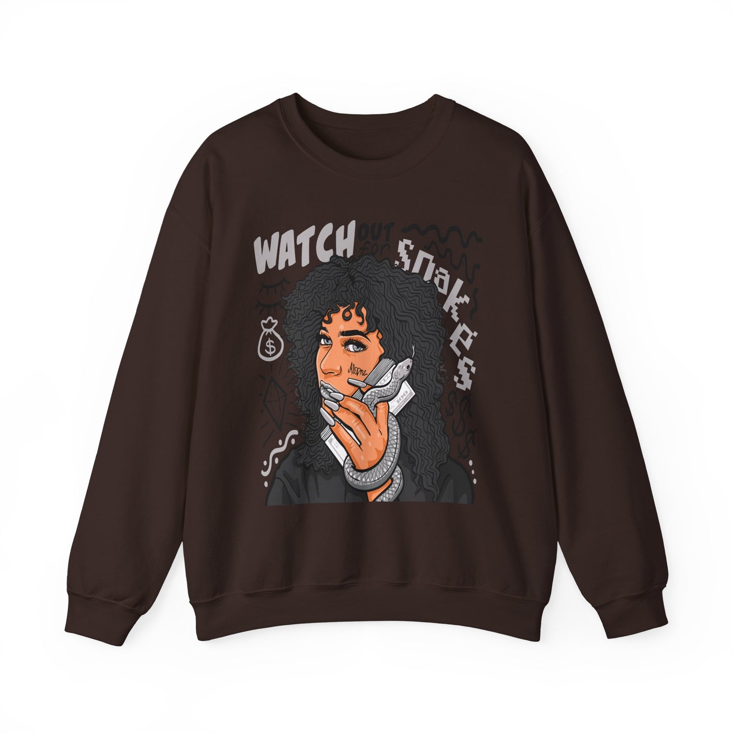Watch Out for Snakes Crewneck Sweatshirt - Bold Graphic Design
