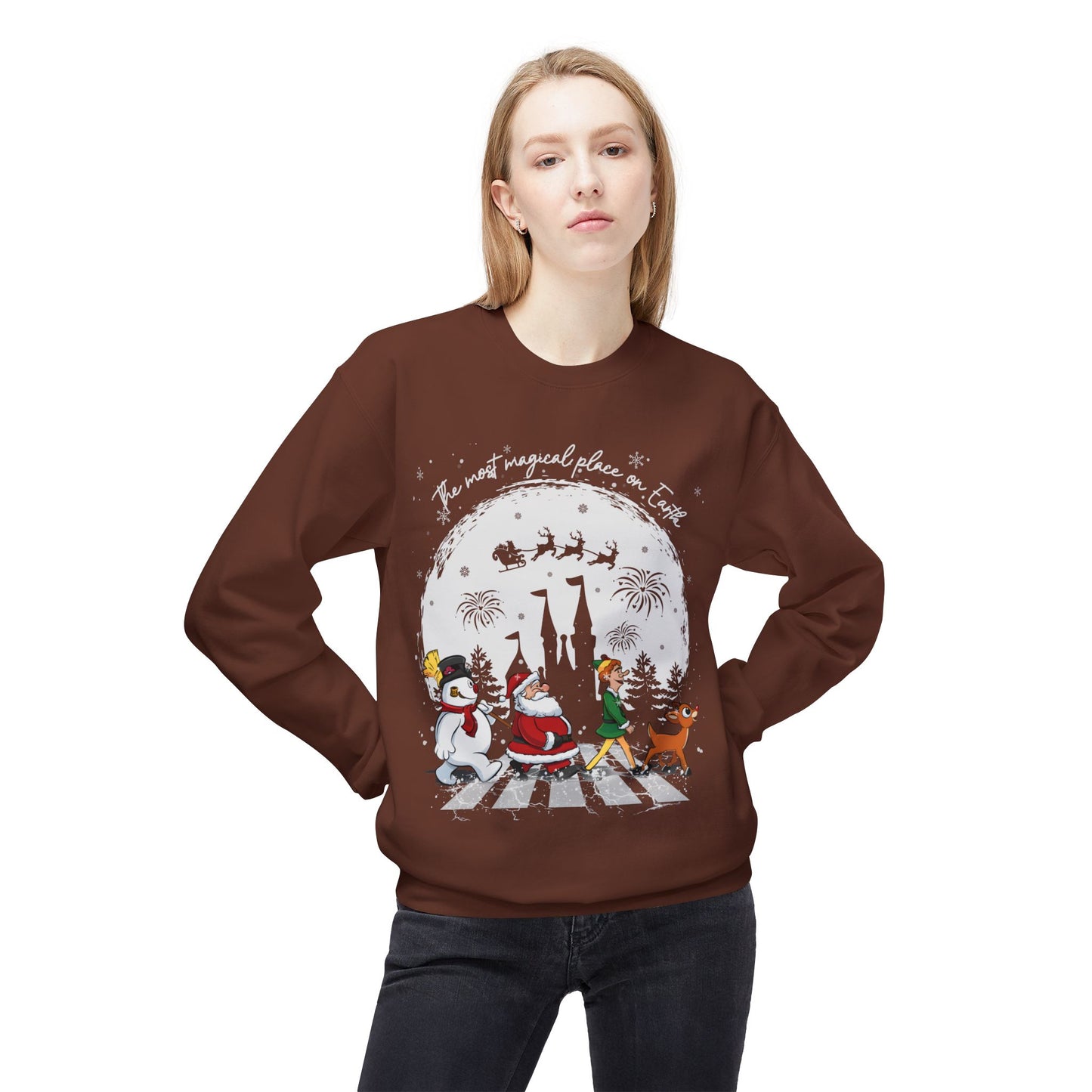 "A Very Magical Place on Earth" Holiday Crewneck Sweatshirt - Unisex Midweight Fleece