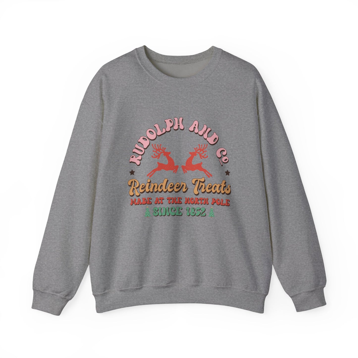 Christmas Crewneck Sweatshirt - Rudolph & Santa's Reindeer Treats Design
