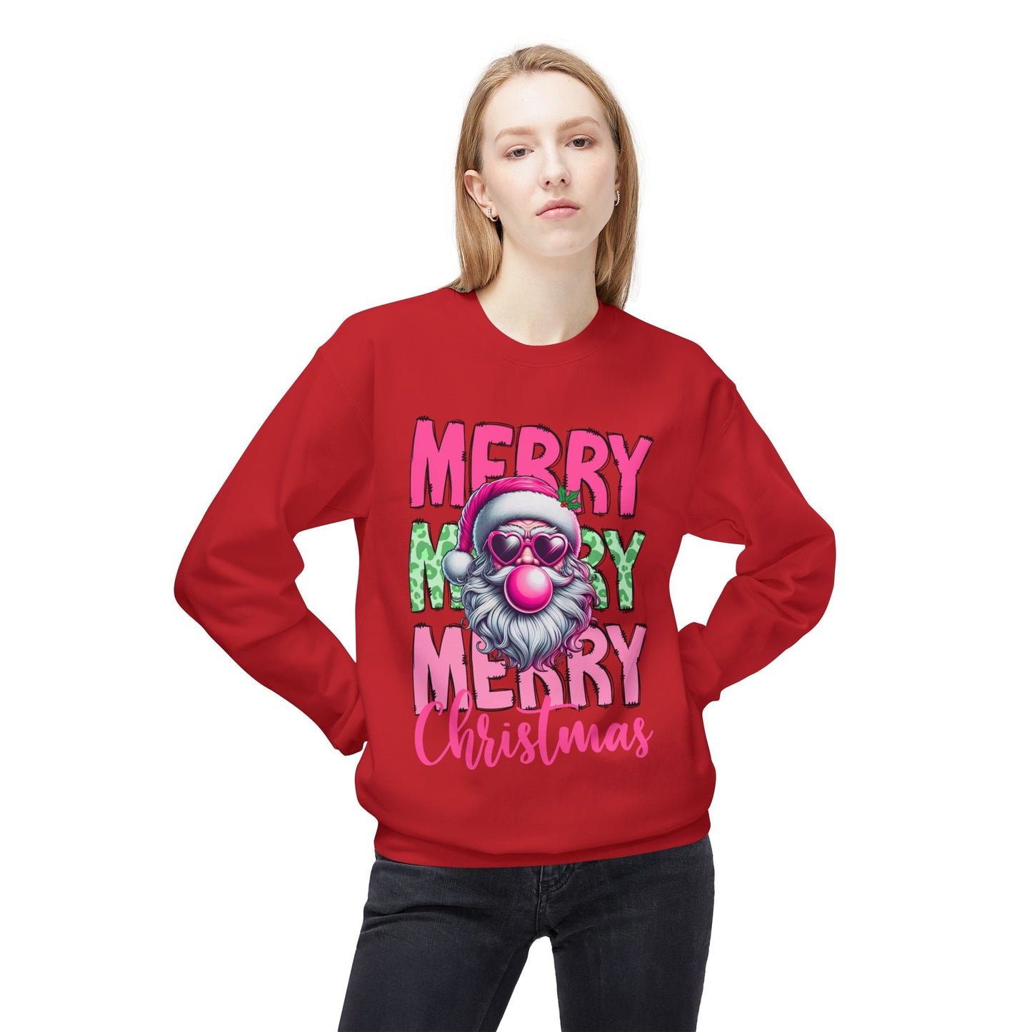Merry Christmas Fleece Crewneck Sweatshirt