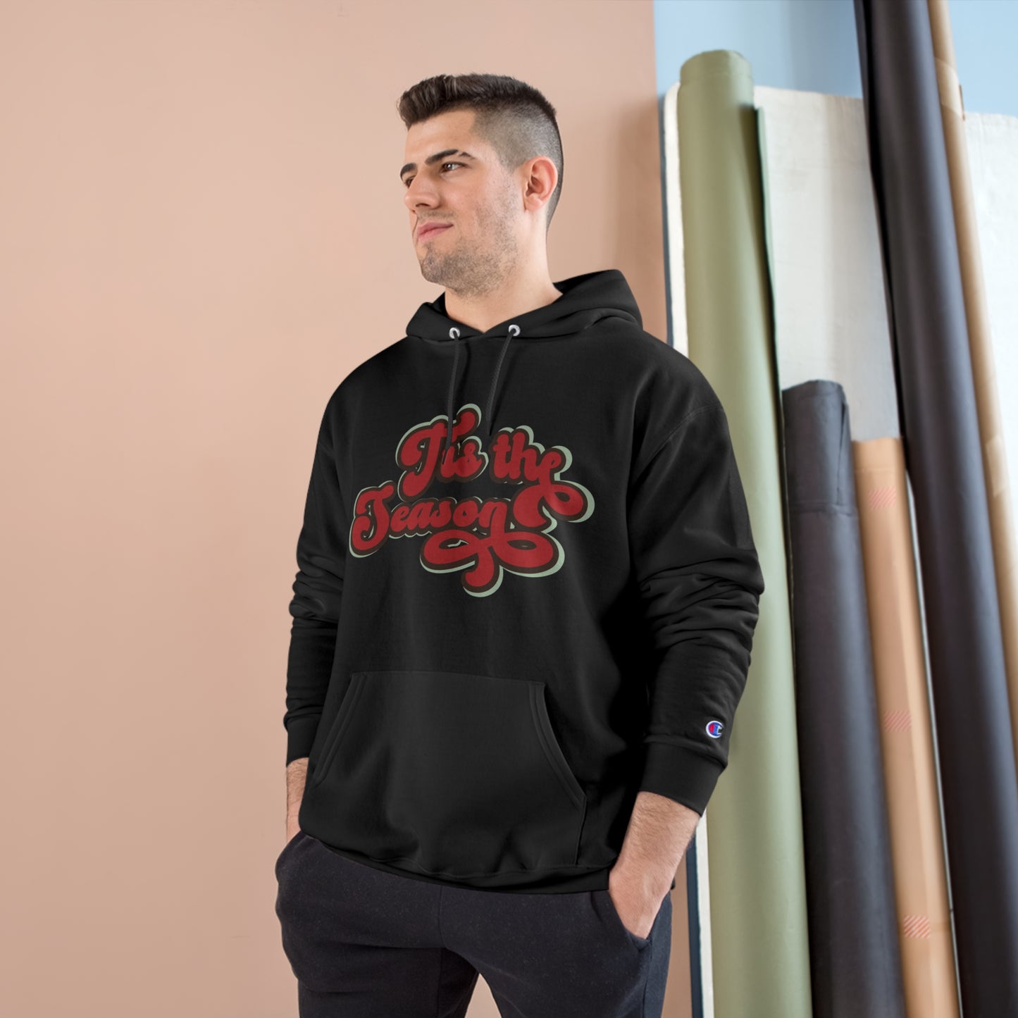 Festive Champion Hoodie - 'Tis the Season Christmas Sweatshirt