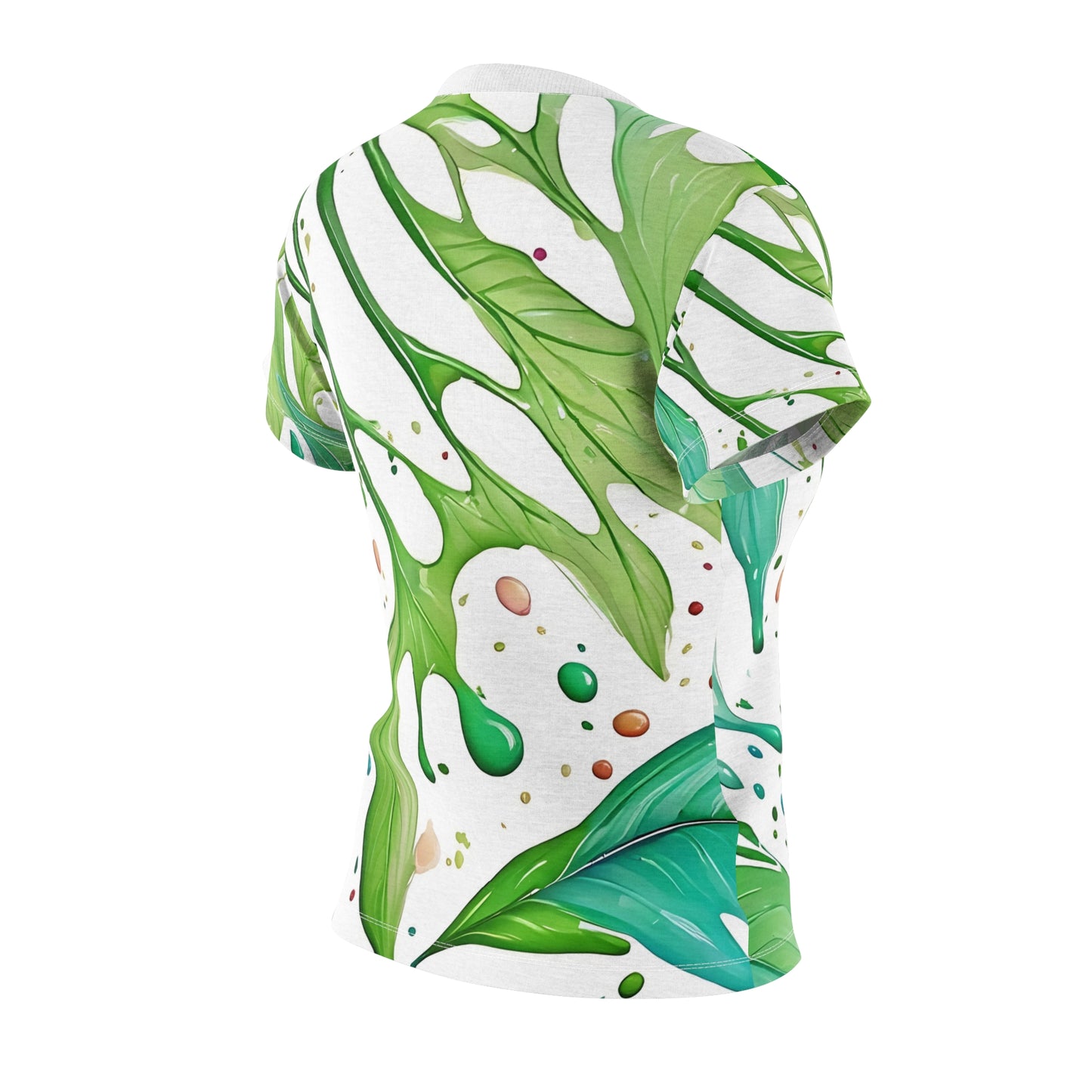Tropical Watercolor Leaf Tee - Women's Cut & Sew T-Shirt for Nature Lovers