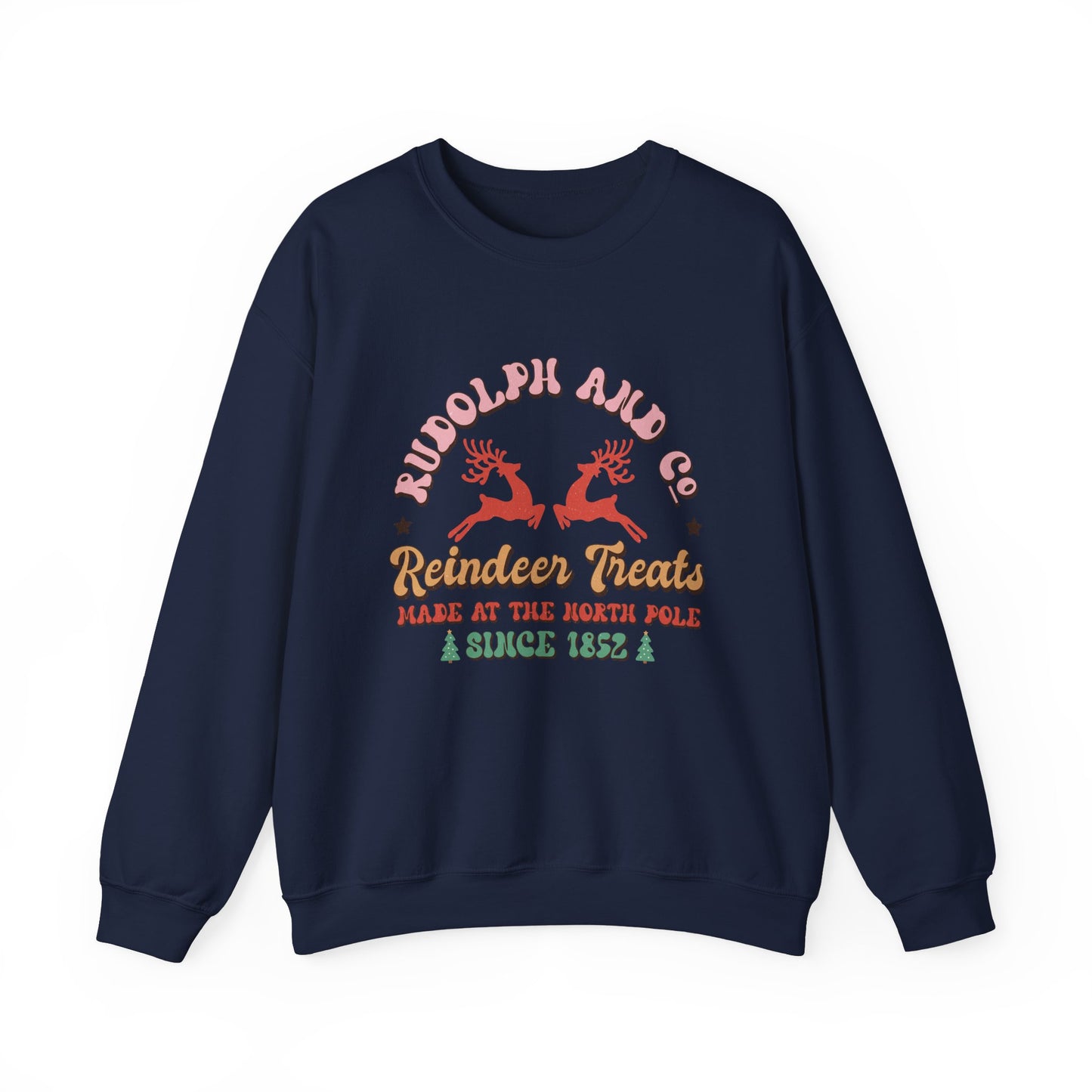 Christmas Crewneck Sweatshirt - Rudolph & Santa's Reindeer Treats Design