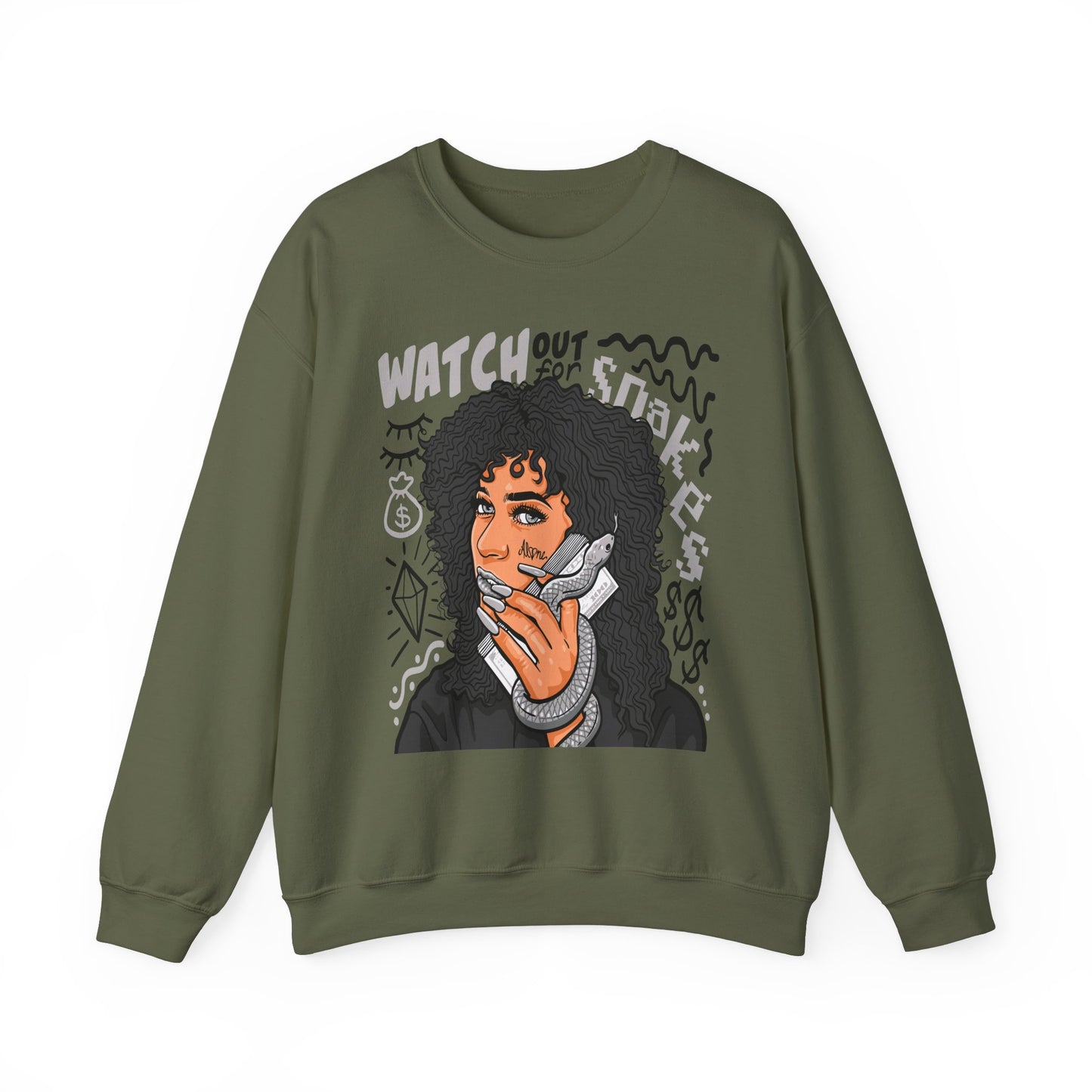 Watch Out for Snakes Crewneck Sweatshirt - Bold Graphic Design