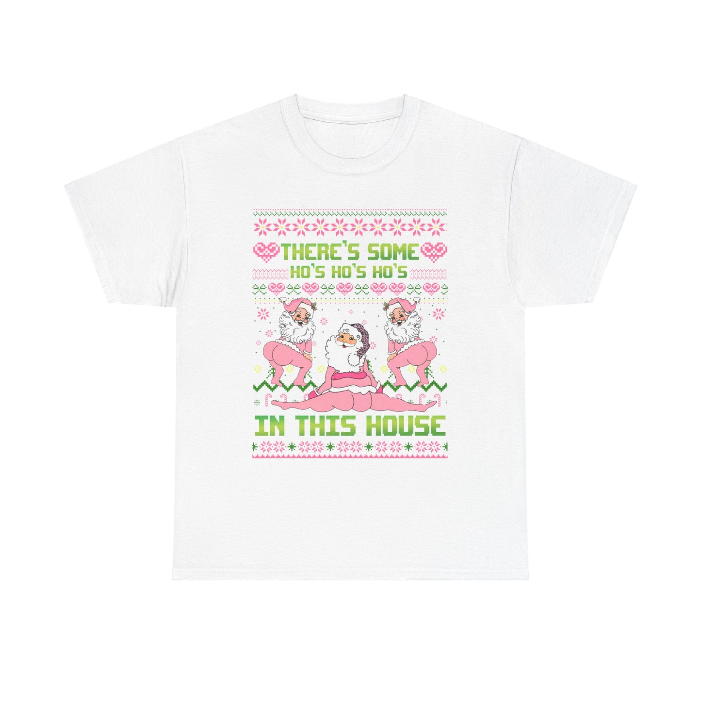 Funny Christmas Unisex Heavy Cotton Tee - "There's Some Ho's Ho's Ho's in This House"