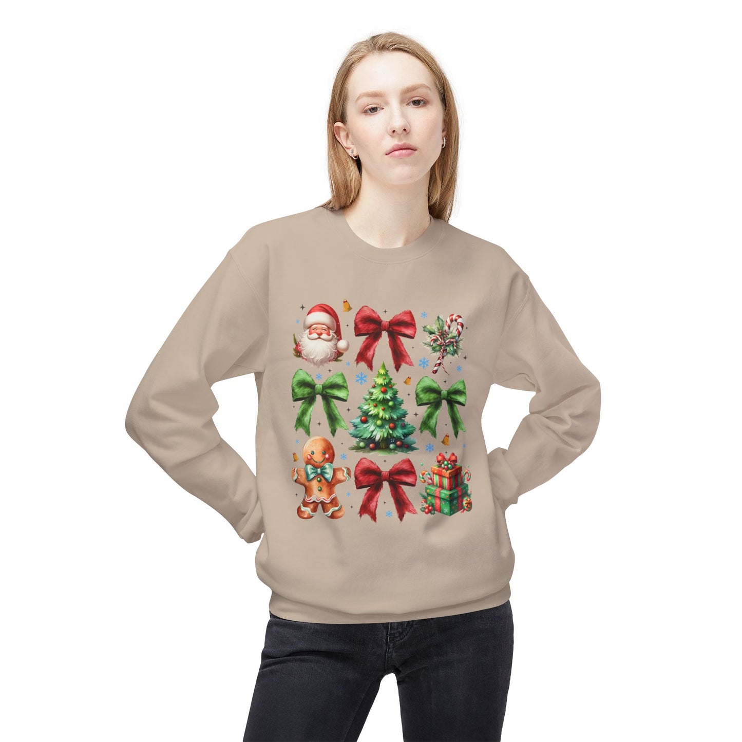 Festive Fleece Crewneck Sweatshirt - Christmas Cheer Design