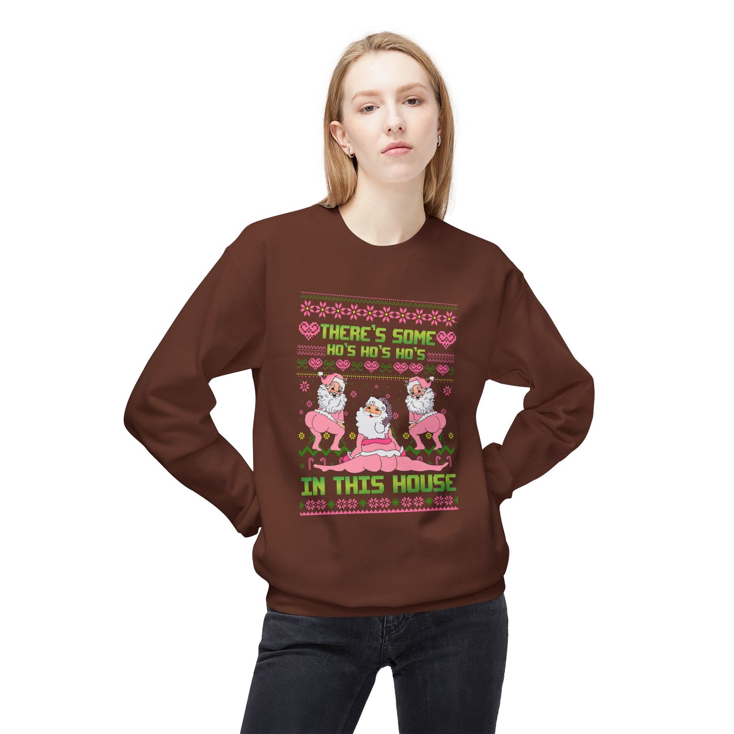 There's Some Ho Ho Ho's In This House Unisex MidWeight Softstyle Fleece Crewneck Sweatshirt
