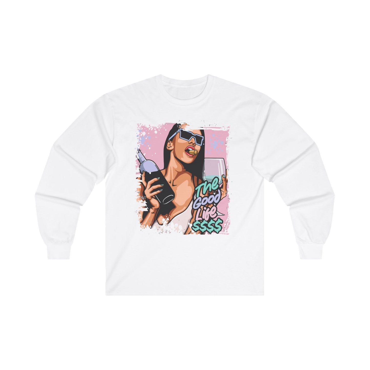 The Good Life Unisex Long Sleeve Tee - Fun Red Graphic Shirt
