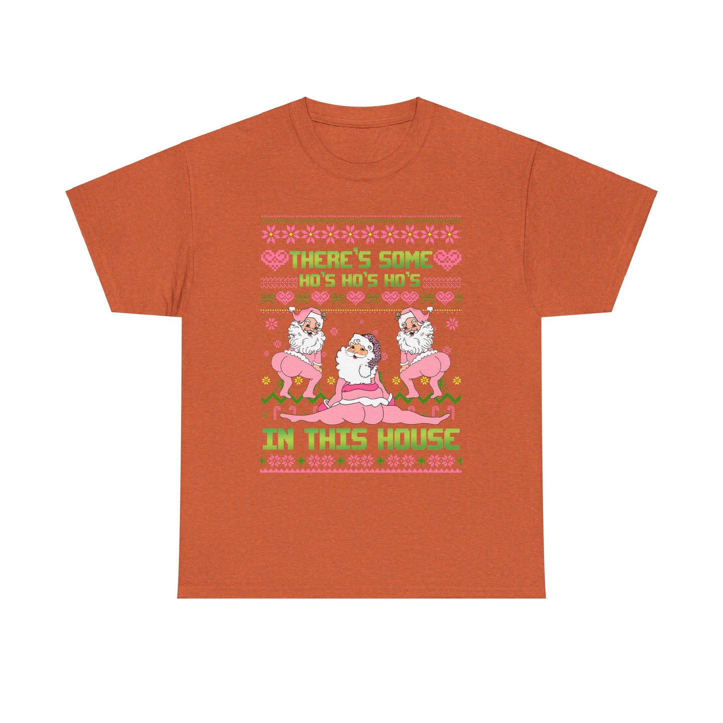 Funny Christmas Unisex Heavy Cotton Tee - "There's Some Ho's Ho's Ho's in This House"