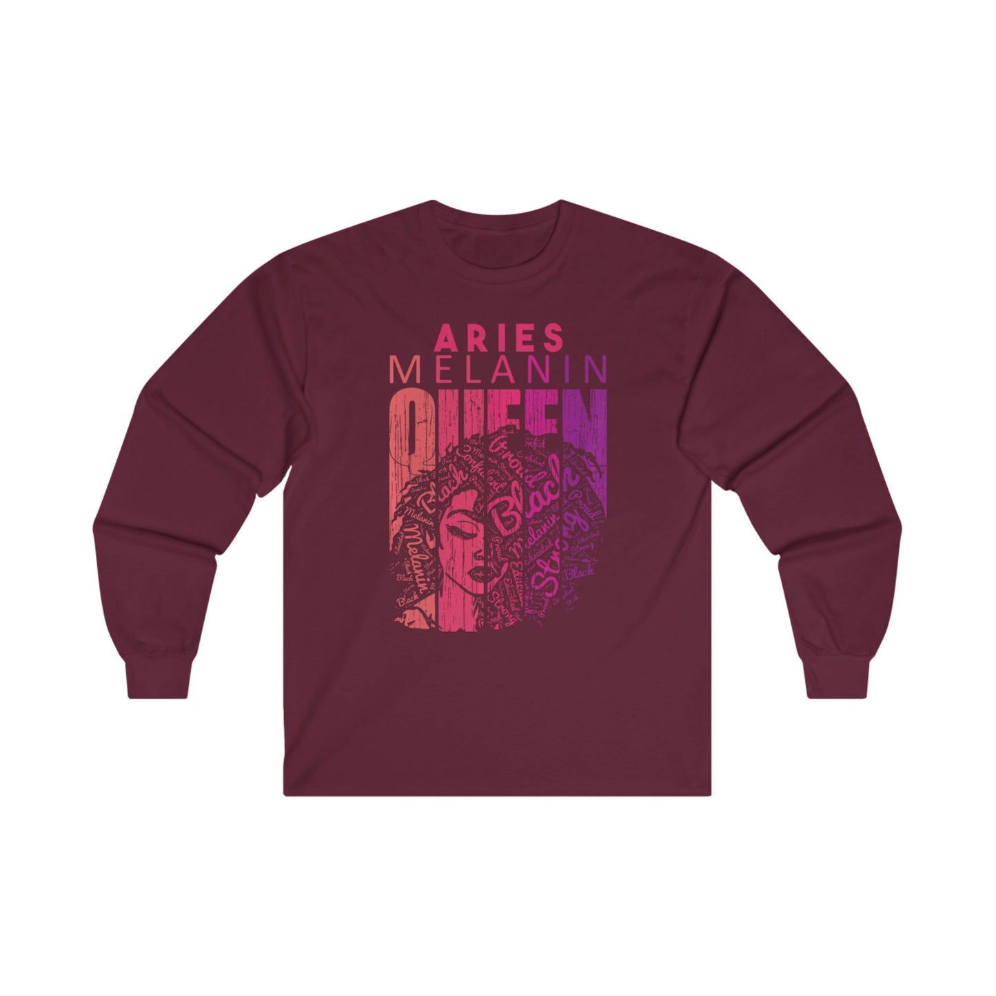 Aries Melanin Queen Long Sleeve Tee - Unisex Ultra Cotton Shirt