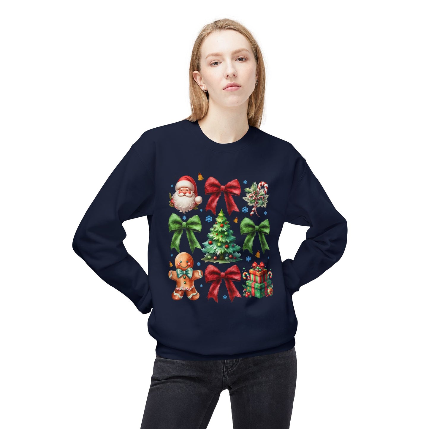 Festive Fleece Crewneck Sweatshirt - Christmas Cheer Design