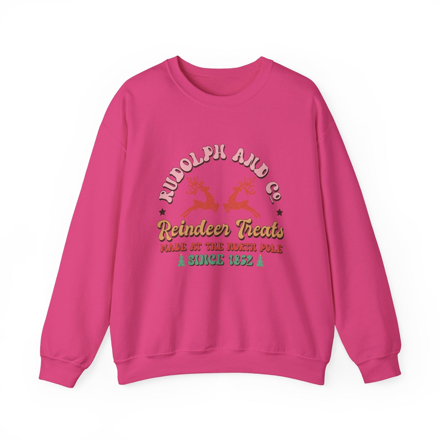 Christmas Crewneck Sweatshirt - Rudolph & Santa's Reindeer Treats Design