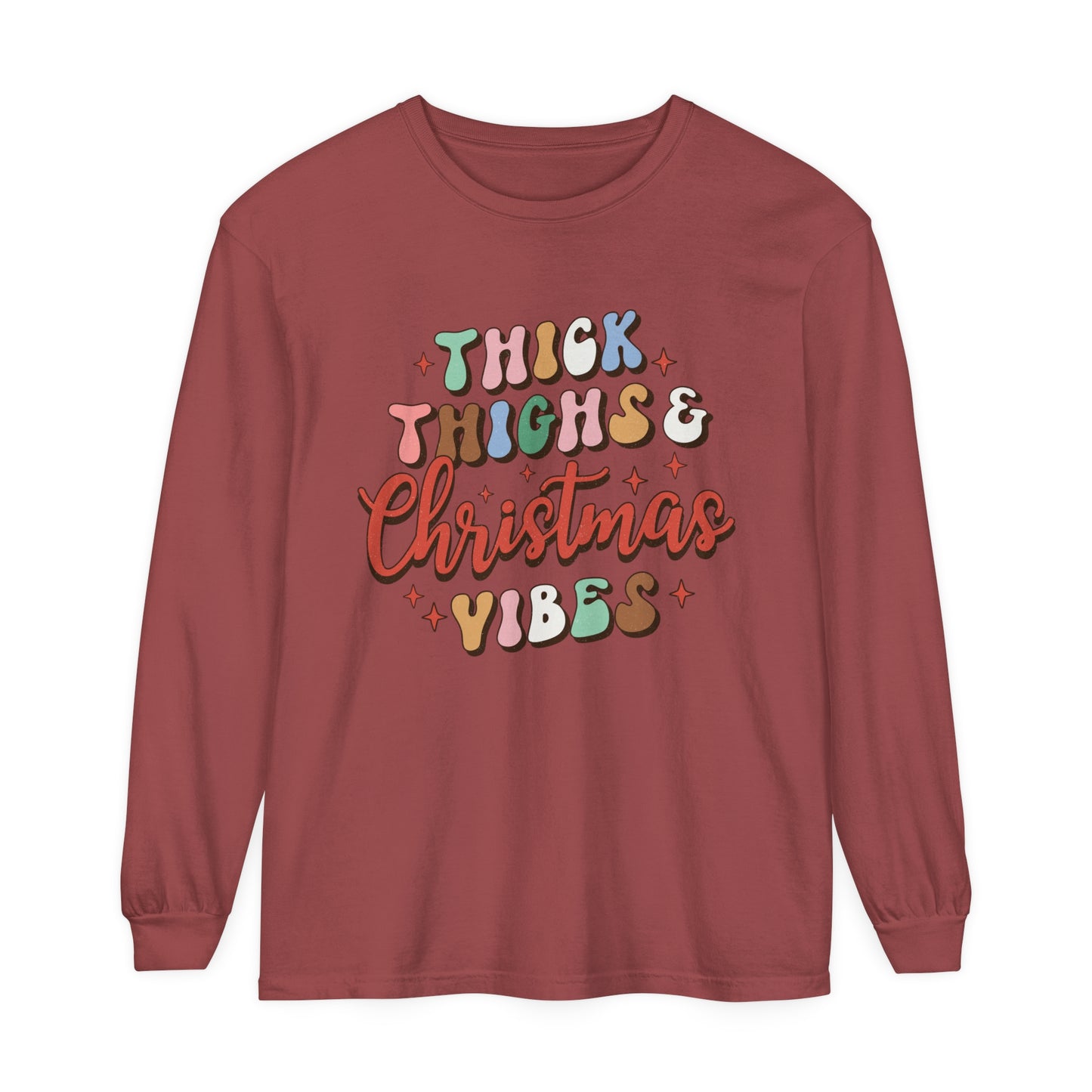 Thick Thighs & Christmas Vibes Unisex Long Sleeve T-Shirt