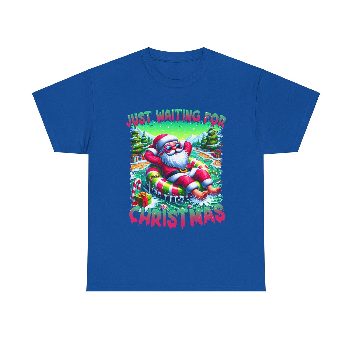 Unisex Heavy Cotton Tee - Just Waiting for Christmas Design
