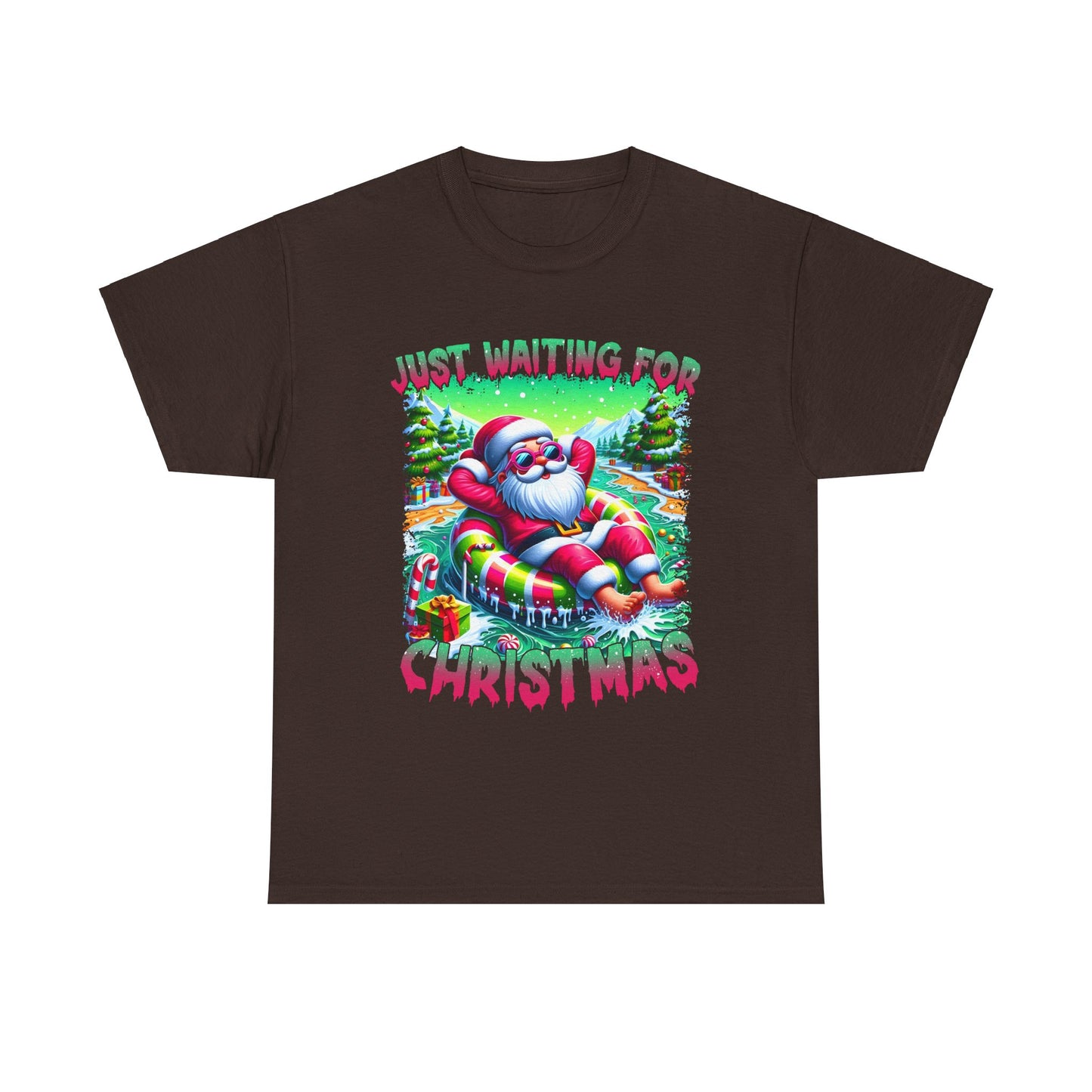 Unisex Heavy Cotton Tee - Just Waiting for Christmas Design