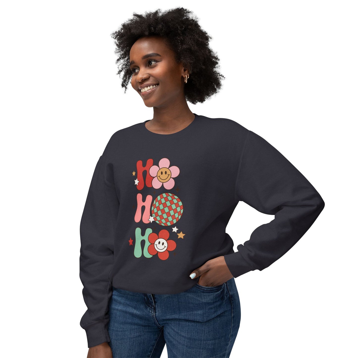 Festive Unisex Crewneck Sweatshirt - 'Ho Ho Ho' & 'Holly Jolly Babe' Design
