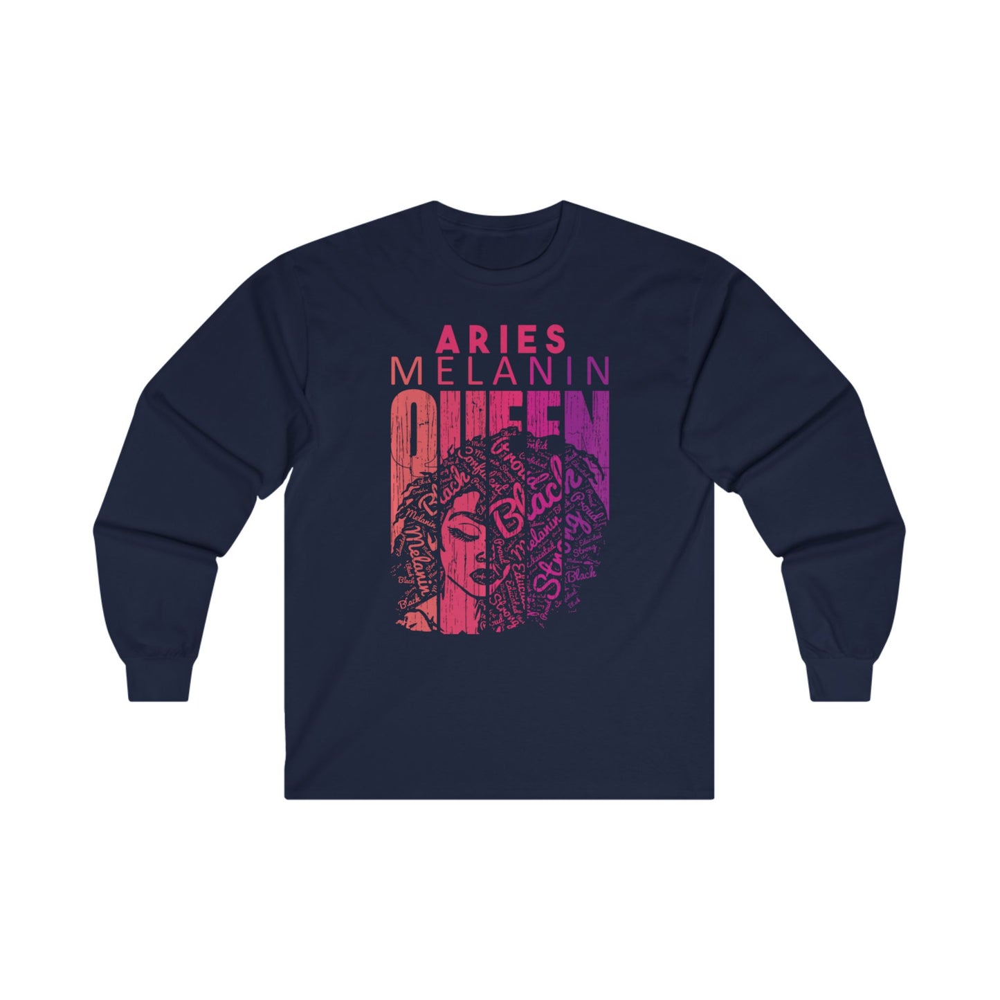 Aries Melanin Queen Long Sleeve Tee - Unisex Ultra Cotton Shirt