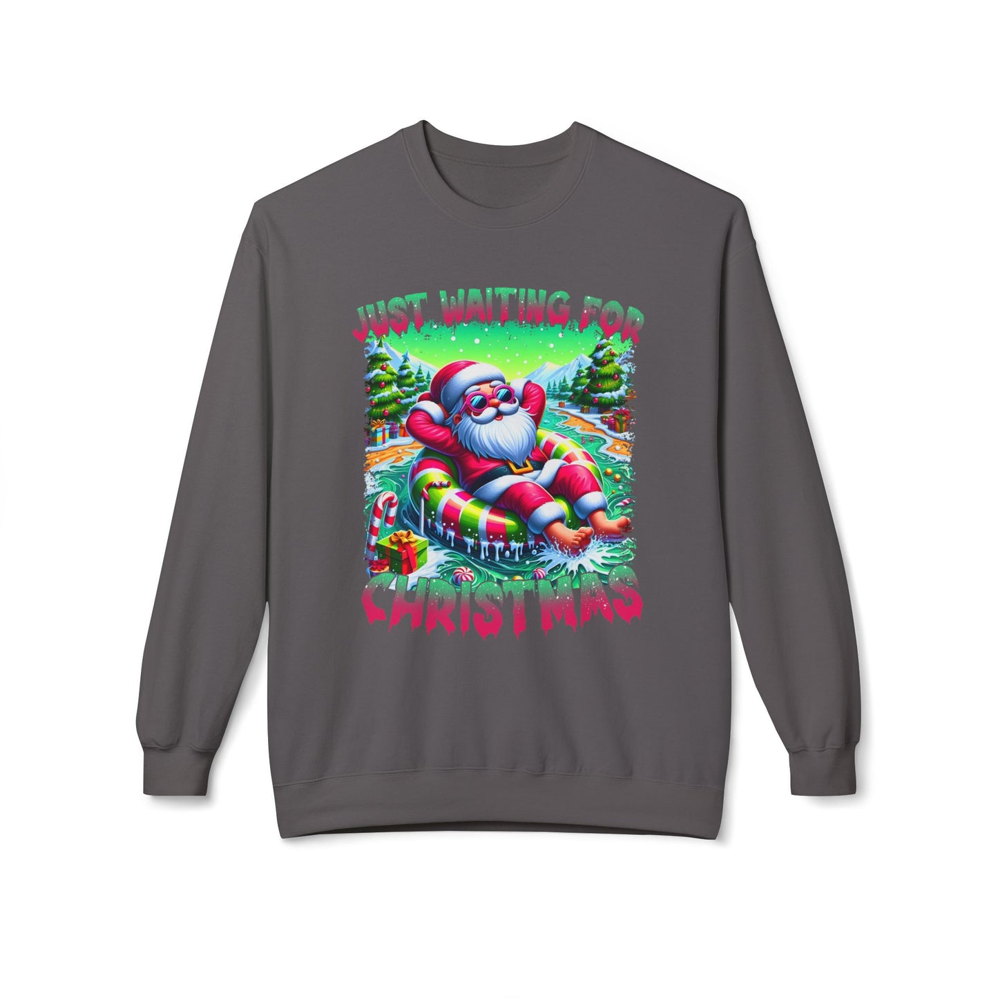 Just Waiting For Christmas Midweight Softstyle Fleece Crewneck Sweatshirt