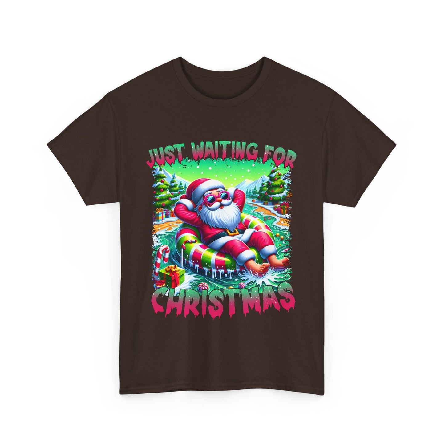 Unisex Heavy Cotton Tee - Just Waiting for Christmas Design
