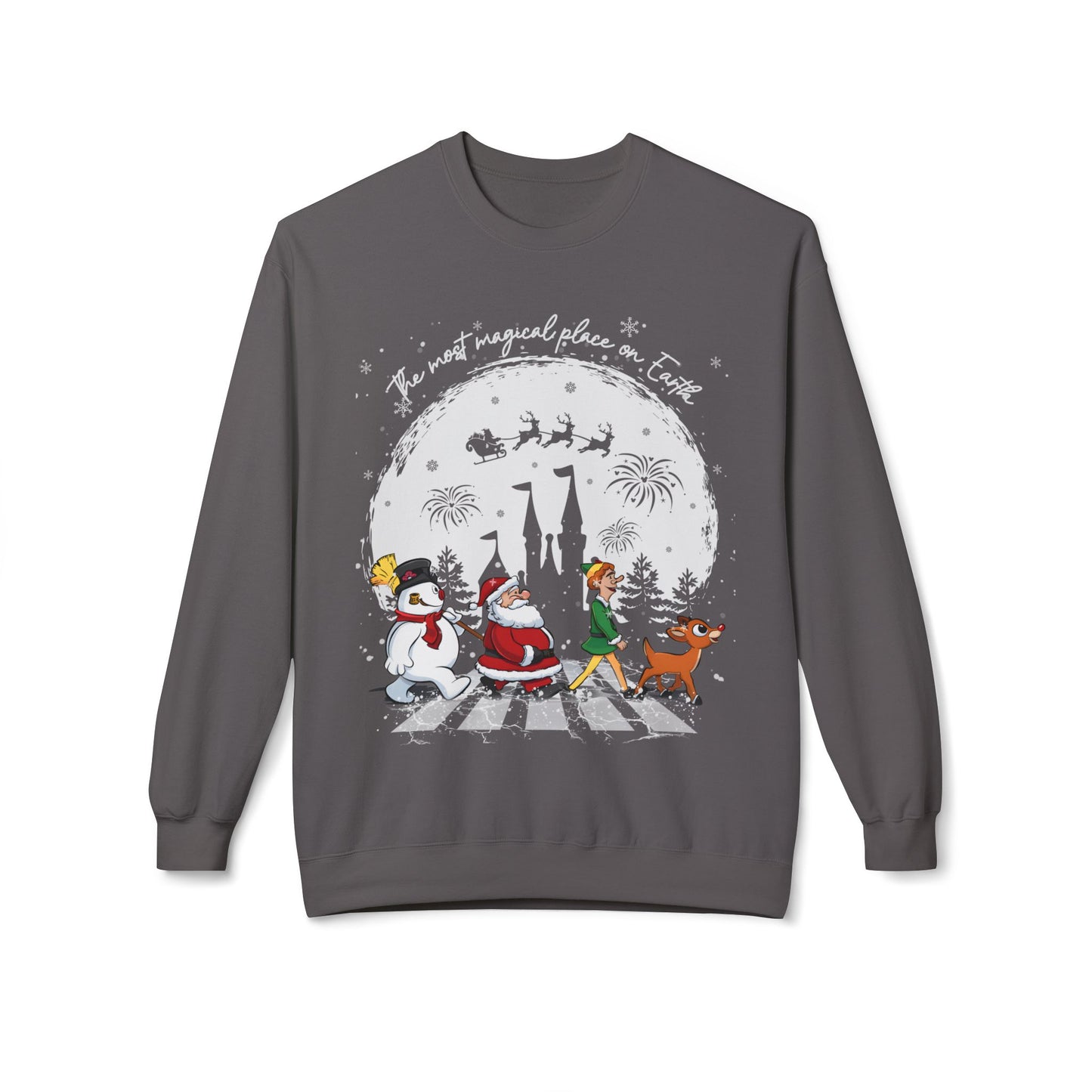 "A Very Magical Place on Earth" Holiday Crewneck Sweatshirt - Unisex Midweight Fleece