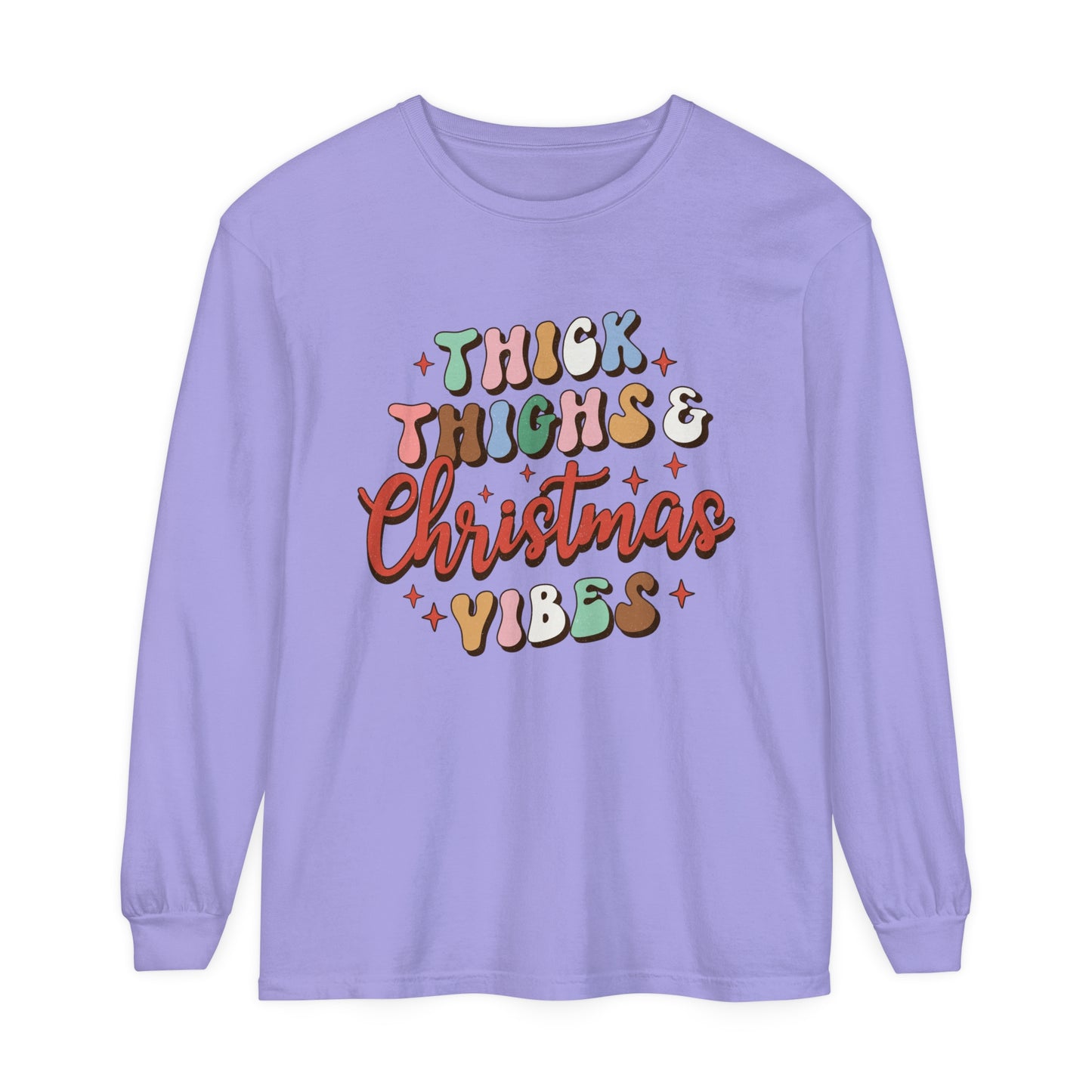 Thick Thighs & Christmas Vibes Unisex Long Sleeve T-Shirt