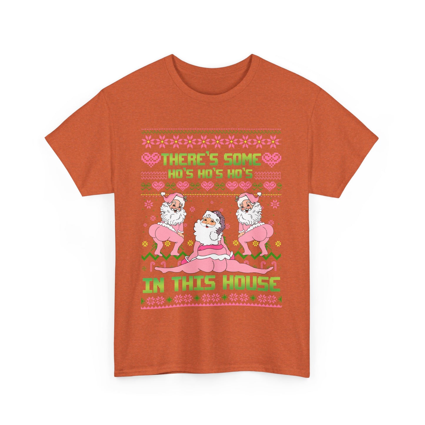 Funny Christmas Unisex Heavy Cotton Tee - "There's Some Ho's Ho's Ho's in This House"