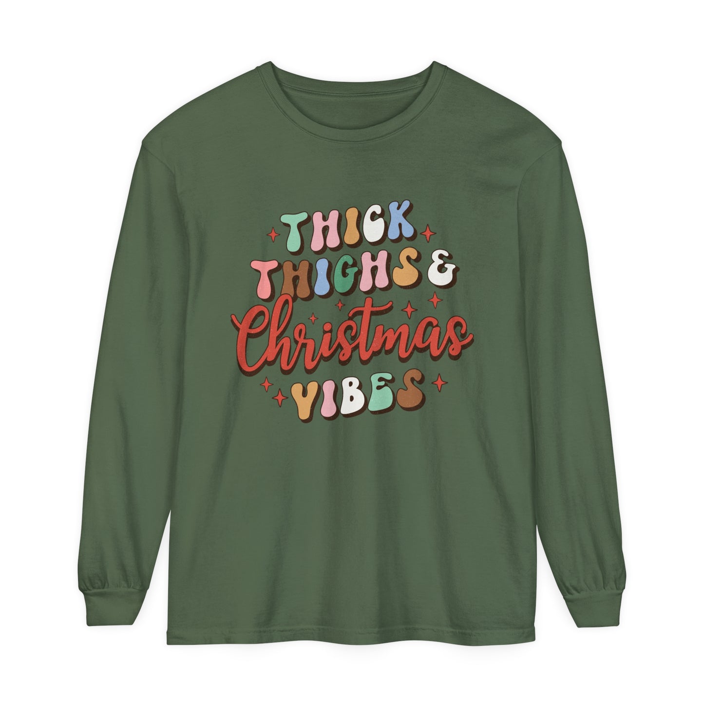 Thick Thighs & Christmas Vibes Unisex Long Sleeve T-Shirt