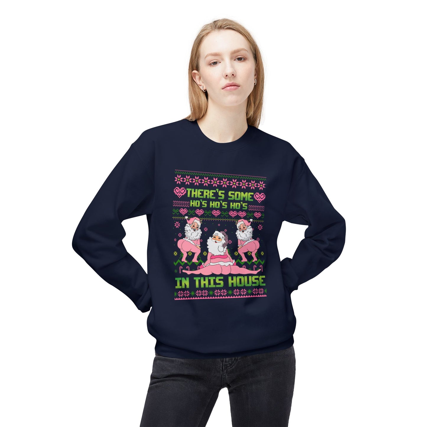 There's Some Ho Ho Ho's In This House Unisex MidWeight Softstyle Fleece Crewneck Sweatshirt