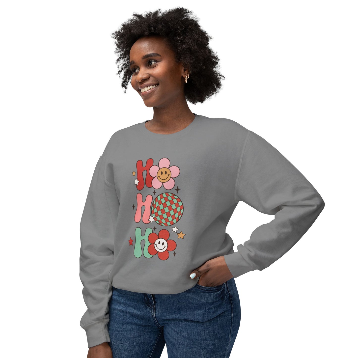 Festive Unisex Crewneck Sweatshirt - 'Ho Ho Ho' & 'Holly Jolly Babe' Design