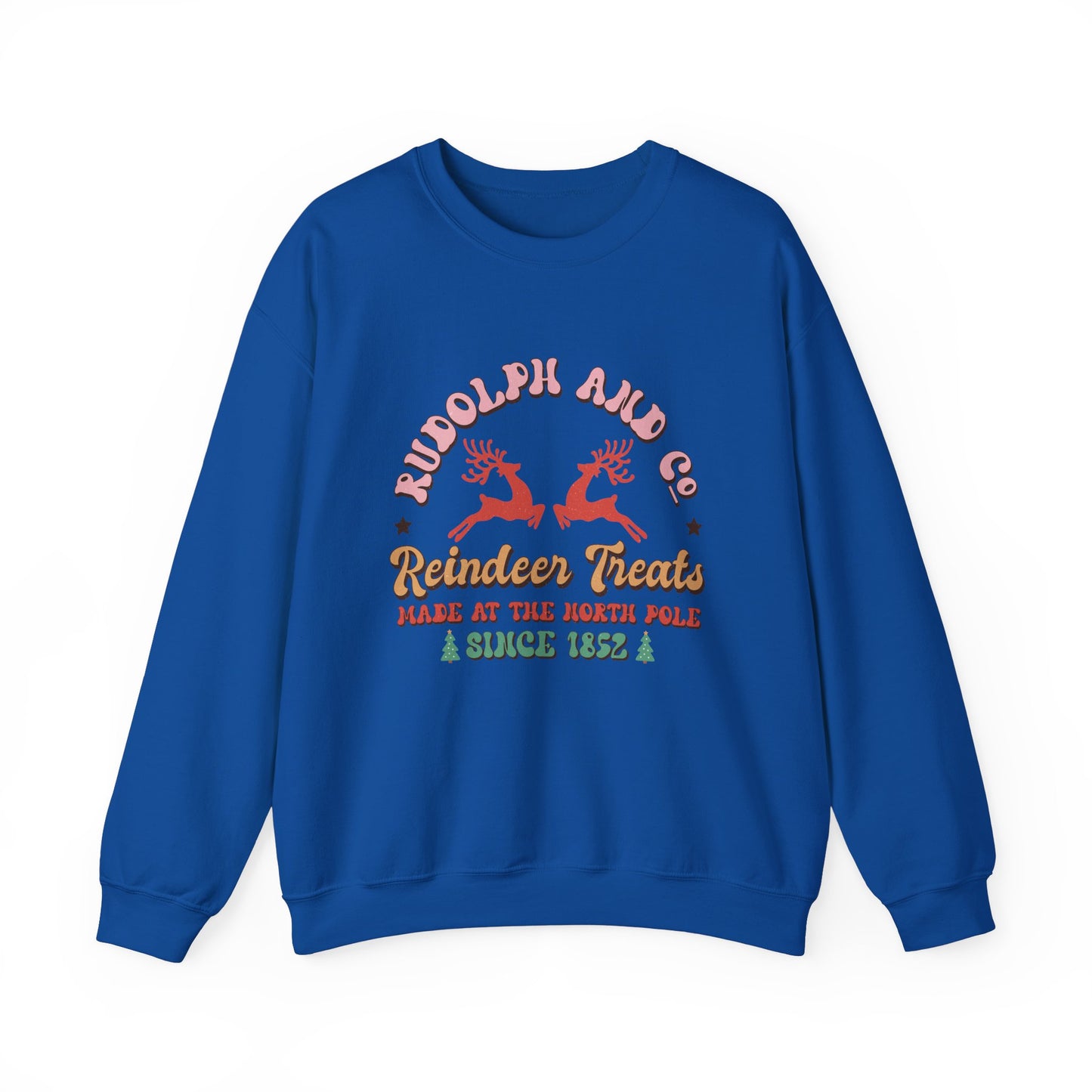 Christmas Crewneck Sweatshirt - Rudolph & Santa's Reindeer Treats Design