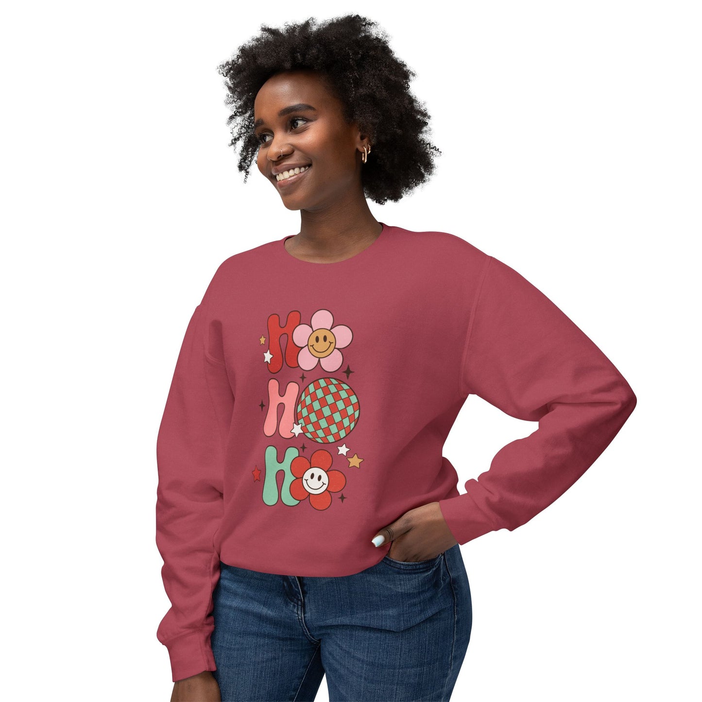 Festive Unisex Crewneck Sweatshirt - 'Ho Ho Ho' & 'Holly Jolly Babe' Design