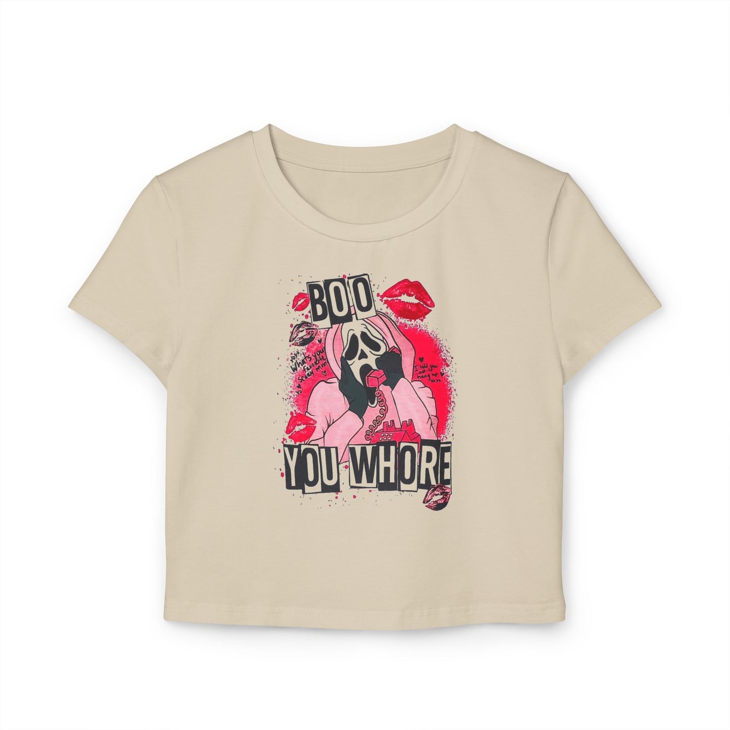 Bold Statement Women's Baby Tee - Halloween Graphic Design for Casual Style